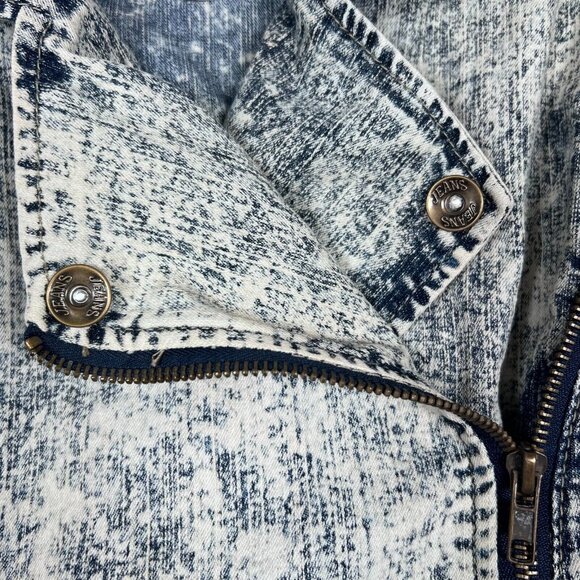 Acid Washed Cropped Jacket Denim SZ 12 Designed by Cosmic Belted‎ Punk 80's - Picture 11 of 16